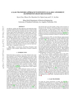 A Saak Transform Approach to Efficient, Scalable and Robust Handwritten
  Digits Recognition
