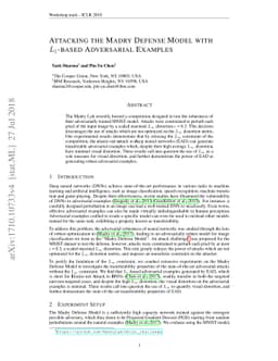 Attacking the Madry Defense Model with $L_1$-based Adversarial Examples