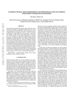 Learning neural trans-dimensional random field language models with
  noise-contrastive estimation