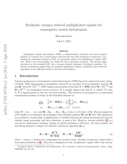Stochastic variance reduced multiplicative update for nonnegative matrix
  factorization