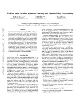 Unifying Value Iteration, Advantage Learning, and Dynamic Policy
  Programming