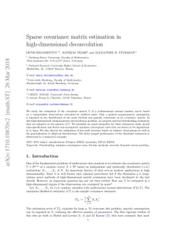 Sparse covariance matrix estimation in high-dimensional deconvolution