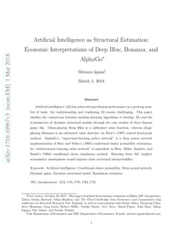 Artificial Intelligence as Structural Estimation: Economic
  Interpretations of Deep Blue, Bonanza, and AlphaGo