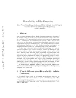 Dependability in Edge Computing