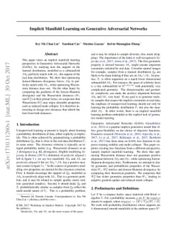 Implicit Manifold Learning on Generative Adversarial Networks