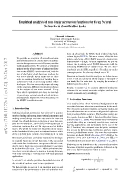 Empirical analysis of non-linear activation functions for Deep Neural
  Networks in classification tasks