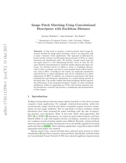 Image Patch Matching Using Convolutional Descriptors with Euclidean
  Distance