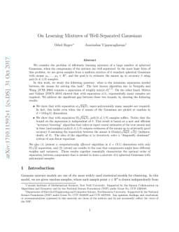 On Learning Mixtures of Well-Separated Gaussians
