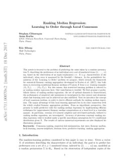 Ranking Median Regression: Learning to Order through Local Consensus
