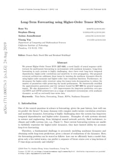Long-term Forecasting using Higher Order Tensor RNNs