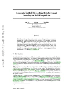 Automata-Guided Hierarchical Reinforcement Learning for Skill
  Composition