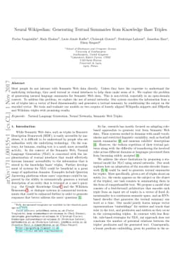 Neural Wikipedian: Generating Textual Summaries from Knowledge Base
  Triples