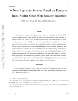 A New Signature Scheme Based on Punctured Reed--Muller Code With Random
  Insertion