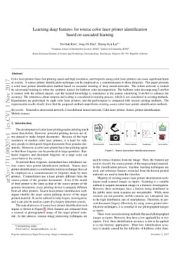 Learning deep features for source color laser printer identification
  based on cascaded learning