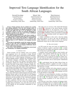 Improved Text Language Identification for the South African Languages