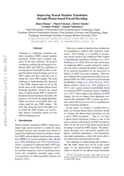Improving Neural Machine Translation through Phrase-based Forced
  Decoding