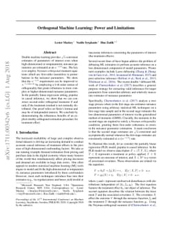 Orthogonal Machine Learning: Power and Limitations