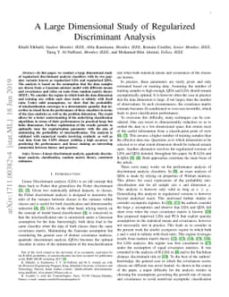 A Large Dimensional Study of Regularized Discriminant Analysis
  Classifiers