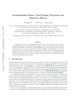 Pseudorandom States, Non-Cloning Theorems and Quantum Money