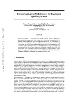 Uncovering Latent Style Factors for Expressive Speech Synthesis