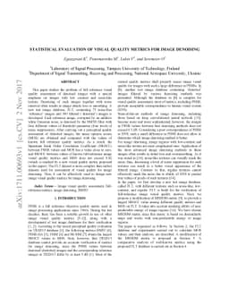 Statistical evaluation of visual quality metrics for image denoising