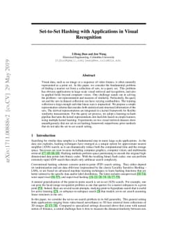 Set-to-Set Hashing with Applications in Visual Recognition