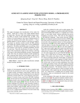 Audio Set classification with attention model: A probabilistic
  perspective