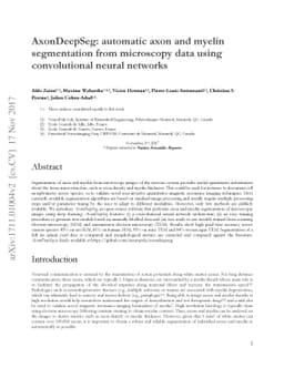 AxonDeepSeg: automatic axon and myelin segmentation from microscopy data
  using convolutional neural networks