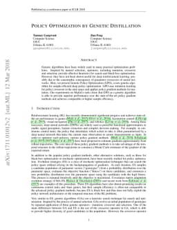 Policy Optimization by Genetic Distillation