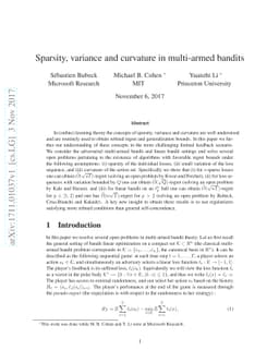 Sparsity, variance and curvature in multi-armed bandits