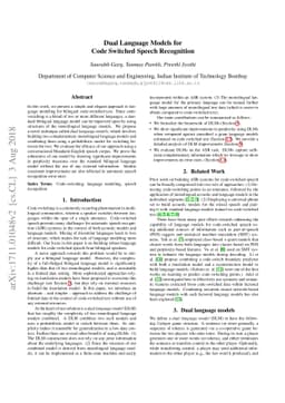 Dual Language Models for Code Switched Speech Recognition