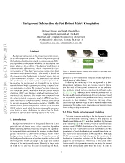 Background Subtraction via Fast Robust Matrix Completion