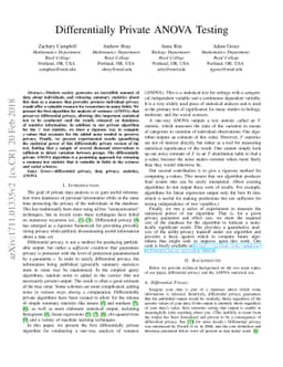 Differentially Private ANOVA Testing