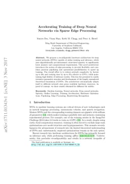 Accelerating Training of Deep Neural Networks via Sparse Edge Processing