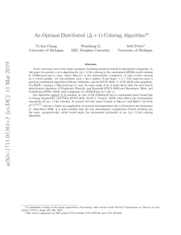 An Optimal Distributed $(Δ+1)$-Coloring Algorithm?