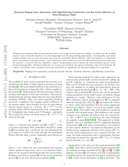 Monaural Singing Voice Separation with Skip-Filtering Connections and
  Recurrent Inference of Time-Frequency Mask