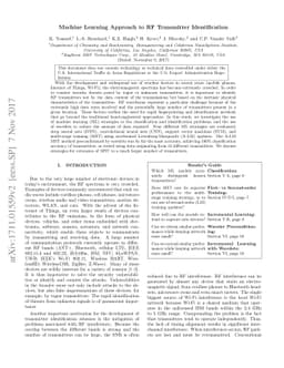 Machine Learning Approach to RF Transmitter Identification