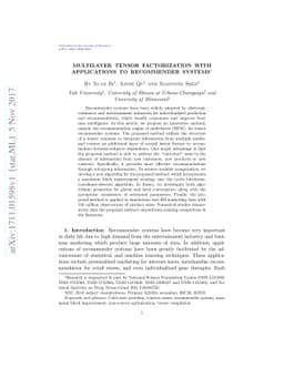 Multilayer tensor factorization with applications to recommender systems