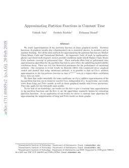 Approximating Partition Functions in Constant Time