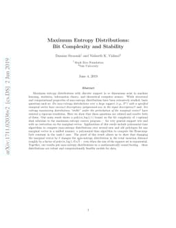 Maximum Entropy Distributions: Bit Complexity and Stability