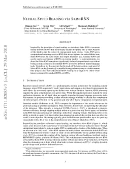Neural Speed Reading via Skim-RNN