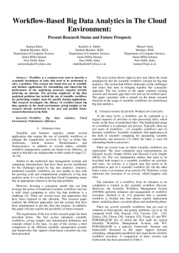 Workflow-Based Big Data Analytics in The Cloud Environment Present
  Research Status and Future Prospects