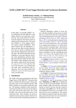 TAMU at KBP 2017: Event Nugget Detection and Coreference Resolution