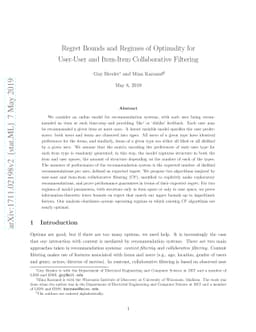 Regret Bounds and Regimes of Optimality for User-User and Item-Item
  Collaborative Filtering