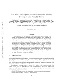 Flexpoint: An Adaptive Numerical Format for Efficient Training of Deep
  Neural Networks