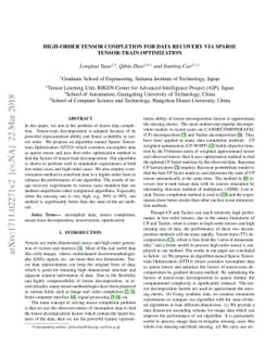 High-order Tensor Completion for Data Recovery via Sparse Tensor-train
  Optimization