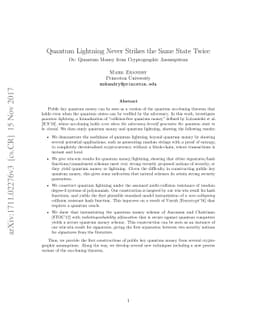 Quantum Lightning Never Strikes the Same State Twice