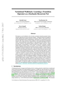 Variational Walkback: Learning a Transition Operator as a Stochastic
  Recurrent Net