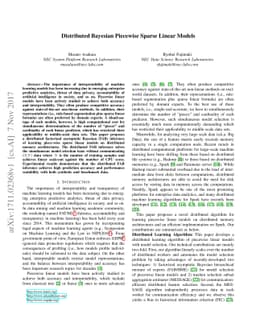 Distributed Bayesian Piecewise Sparse Linear Models