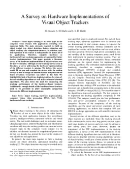 A Survey on Hardware Implementations of Visual Object Trackers